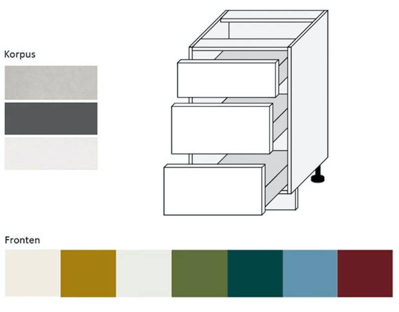 Feldmann-Wohnen Unterschrank Rimini (3 Schubladen mit HETTICH Vollauszug, 1-St., moderne Optik, MDF Kasetten-Fronten, Soft-Close) 50x50x82cm Farbe wählbar von Feldmann-Wohnen