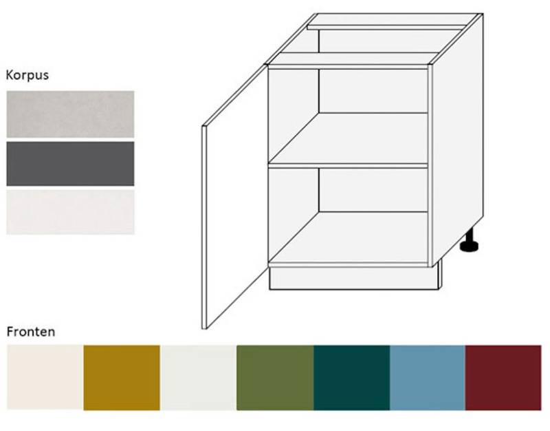 Feldmann-Wohnen Unterschrank Rimini (1-türig (Holztür), 1 Einlegeboden, 1-St., moderne Optik, MDF Kasetten-Fronten, Soft-Close) 60x50x82cm Farbe wählbar von Feldmann-Wohnen