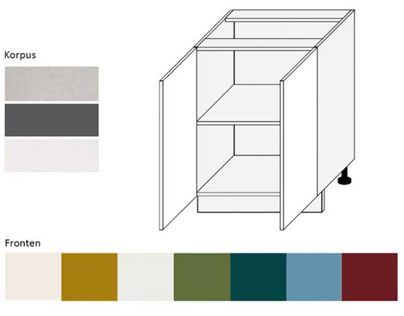 Feldmann-Wohnen Unterschrank Rimini (2-türig (Holztür), 1 Einlegeboden, 1-St., moderne Optik, MDF Kasetten-Fronten, Soft-Close) 60x50x82cm Farbe wählbar von Feldmann-Wohnen