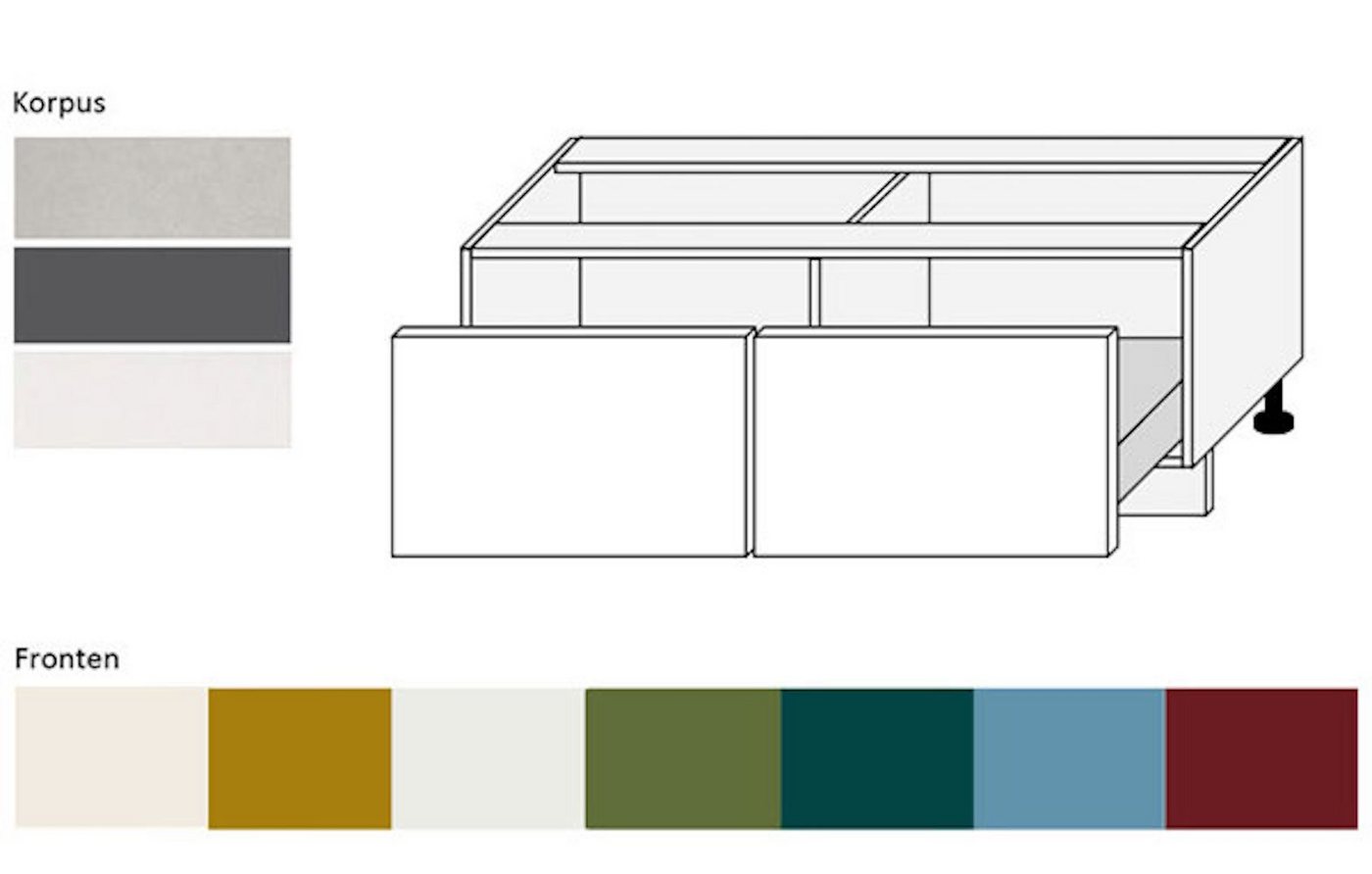 Feldmann-Wohnen Unterschrank Rimini (Rimini, 1-St., moderne Optik, MDF Kasetten-Fronten, Soft-Close) 120x50x46cm Farbe wählbar von Feldmann-Wohnen