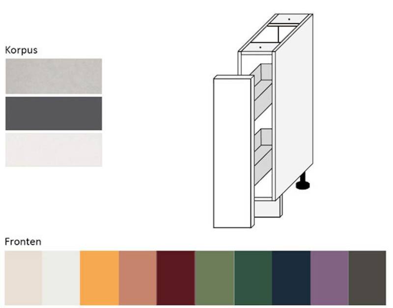 Feldmann-Wohnen Unterschrank Tivoli (Tivoli, 1-St) 15cm Front-, Korpusfarbe & Ausführung wählbar 1-türig mit Korbeinsatz von Feldmann-Wohnen
