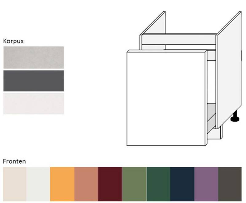 Feldmann-Wohnen Unterschrank Tivoli (Tivoli, 1-St) 60cm Front- und Korpusfarbe wählbar mit 1 Schublade (Teilauszug) von Feldmann-Wohnen
