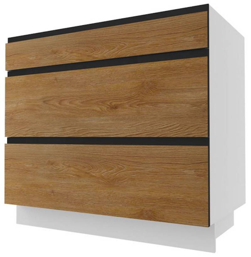 Feldmann-Wohnen Unterschrank Treviso (1-St) 90cm Front- & Korpusfarbe wählbar grifflos 3 Schubladen (Vollauszug) von Feldmann-Wohnen