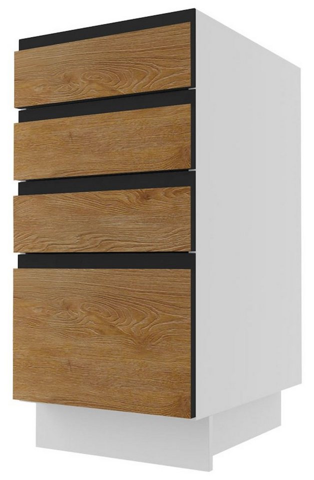 Feldmann-Wohnen Unterschrank Treviso (1-St) Front- & Korpusfarbe wählbar grifflos 4 Schubladen (REJS Vollauszug) von Feldmann-Wohnen