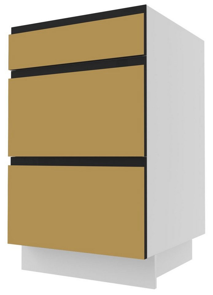 Feldmann-Wohnen Unterschrank Velden (1-St) 50cm Front- & Korpusfarbe wählbar grifflos 3 Schubladen (Teilauszug) von Feldmann-Wohnen