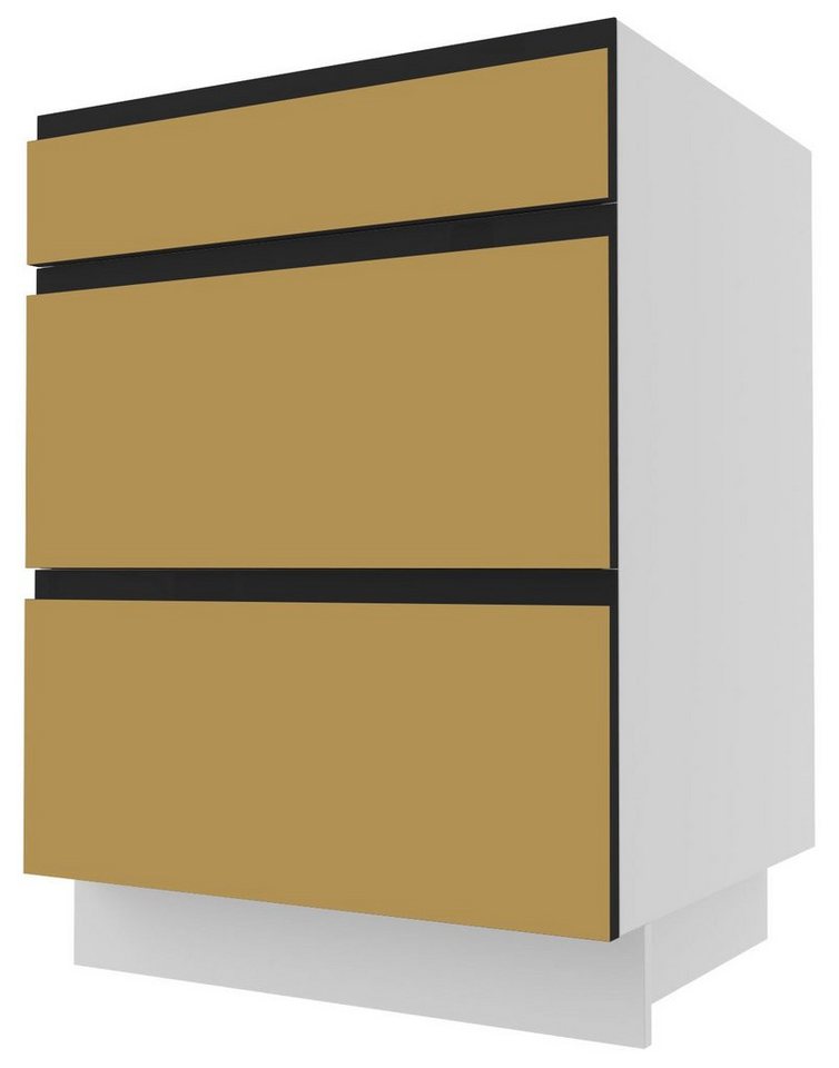 Feldmann-Wohnen Unterschrank Velden (1-St) 60cm Front- & Korpusfarbe wählbar grifflos 3 Schubladen (Teilauszug) von Feldmann-Wohnen