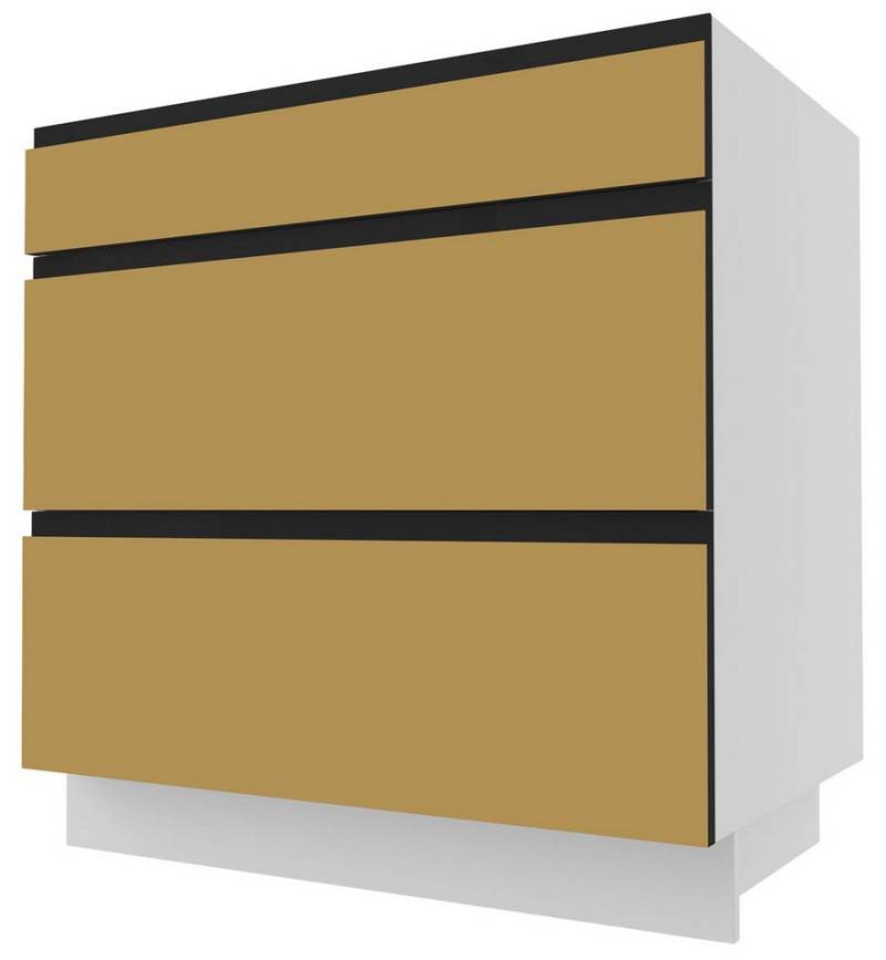 Feldmann-Wohnen Unterschrank Velden (1-St) 80cm Front- & Korpusfarbe wählbar grifflos 3 Schubladen (Teilauszug) von Feldmann-Wohnen