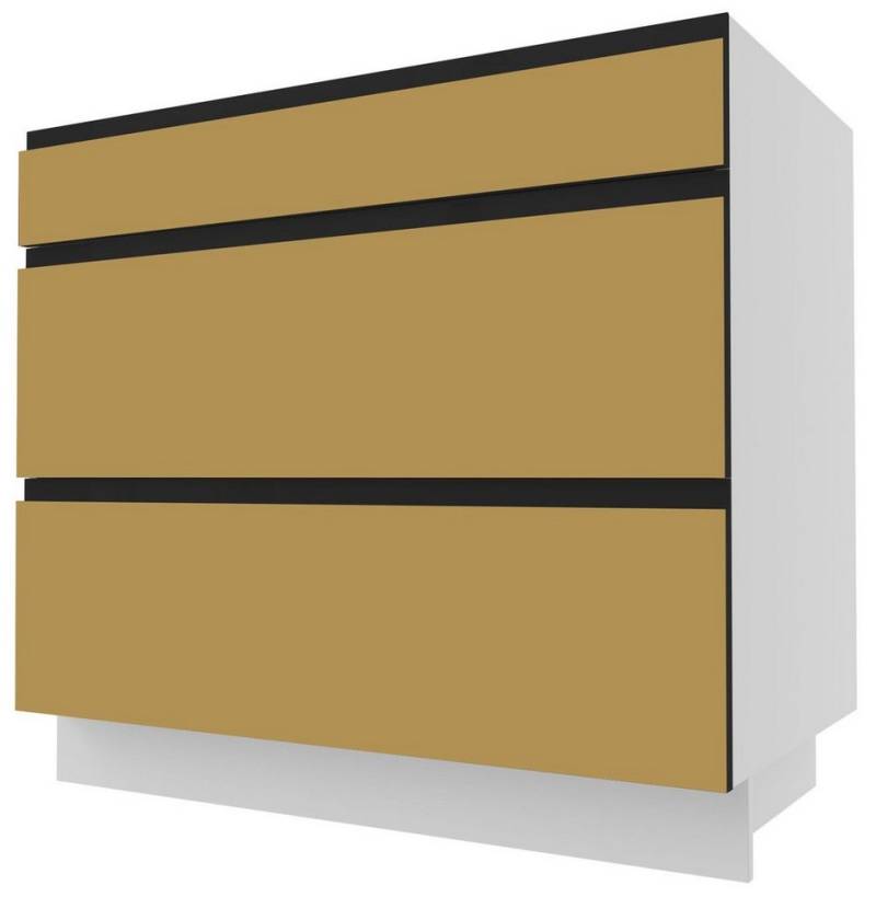 Feldmann-Wohnen Unterschrank Velden (1-St) 90cm Front- & Korpusfarbe wählbar grifflos 3 Schubladen (Teilauszug) von Feldmann-Wohnen