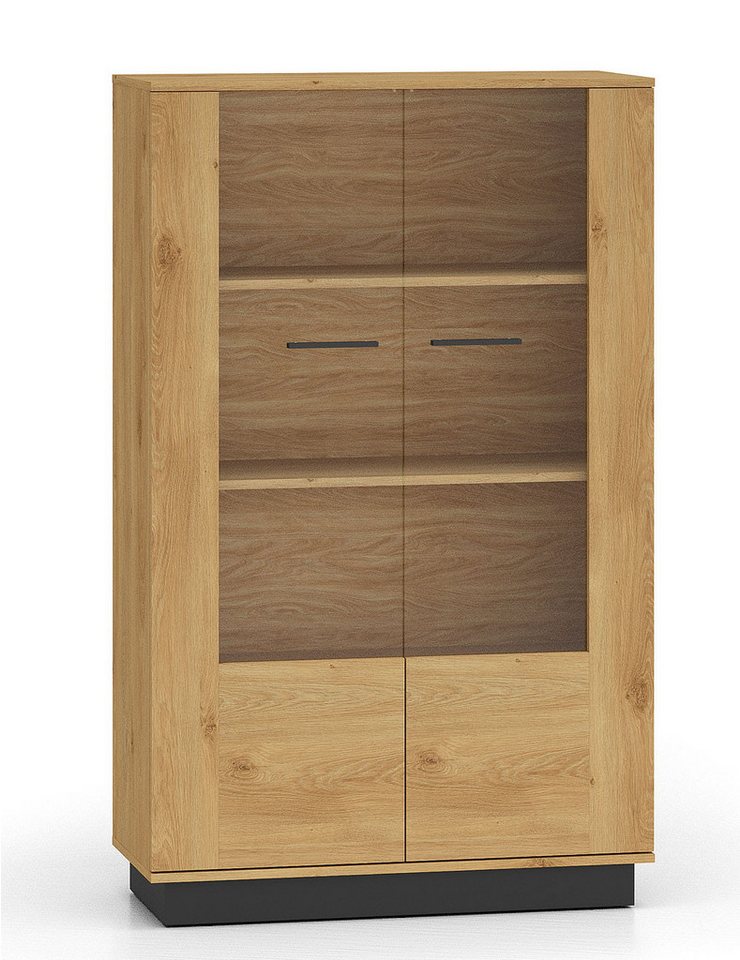 Feldmann-Wohnen Vitrine Modesto (mit Türen, mit Einlegeböden, 1-St., moderne Optik, 2-türig mit Glas) 92x40x149cm Eiche Style hell schwarz 2-türig von Feldmann-Wohnen