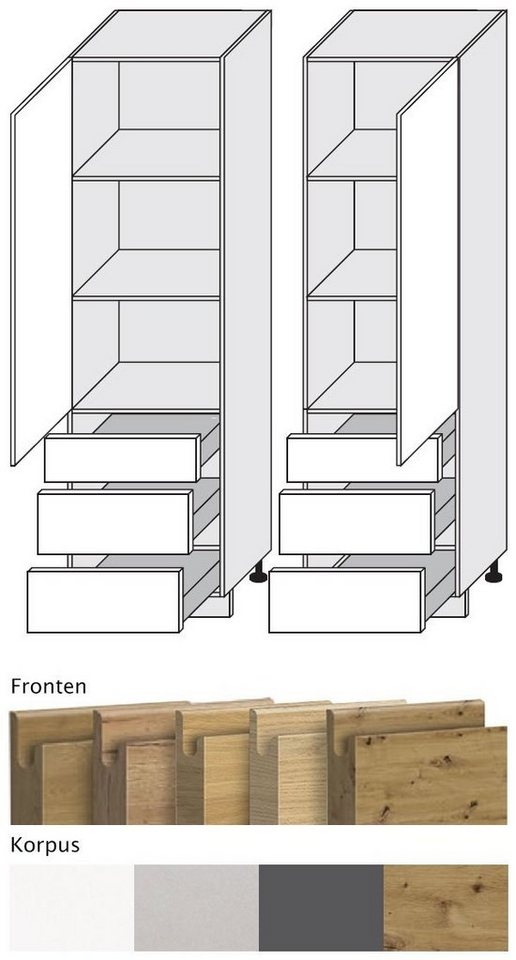 Feldmann-Wohnen Vorratsschrank Arezzo (1-St) 60x59x207cm grifflos eiche artisan - Pembroke (AZ-D14/DP/3A) von Feldmann-Wohnen