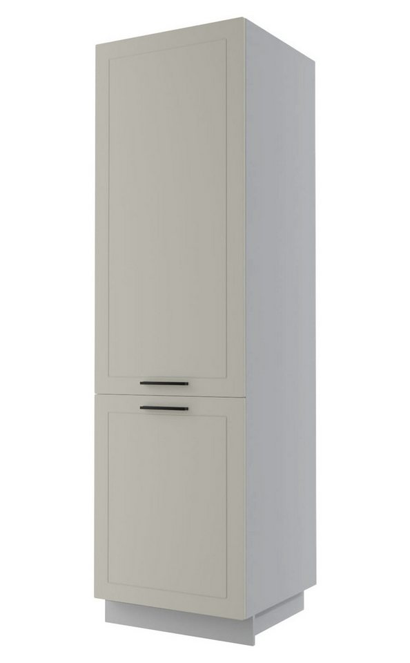 Feldmann-Wohnen Vorratsschrank Kvantum (Türscharniere mit Soft-Close-Funktion, 1-St., Fronten mit dekorativen Fräsungen und leicht abgerundeten Ecken) 60x59x207cm grau - vanille (Q-D14/DP/60/207) von Feldmann-Wohnen