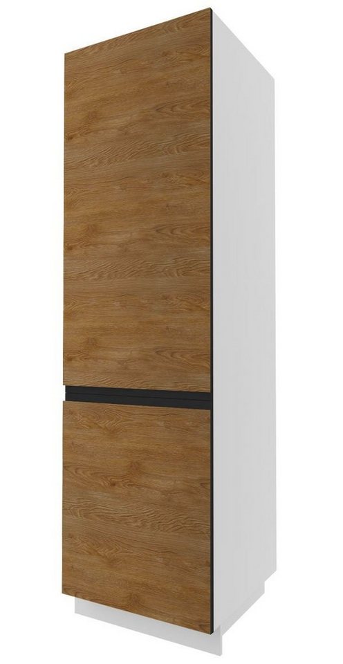 Feldmann-Wohnen Vorratsschrank Treviso (1-St) 60x56,5x207cm grifflos weiß - Pembroke-schwarz (TR-D14/DP/60/207) von Feldmann-Wohnen