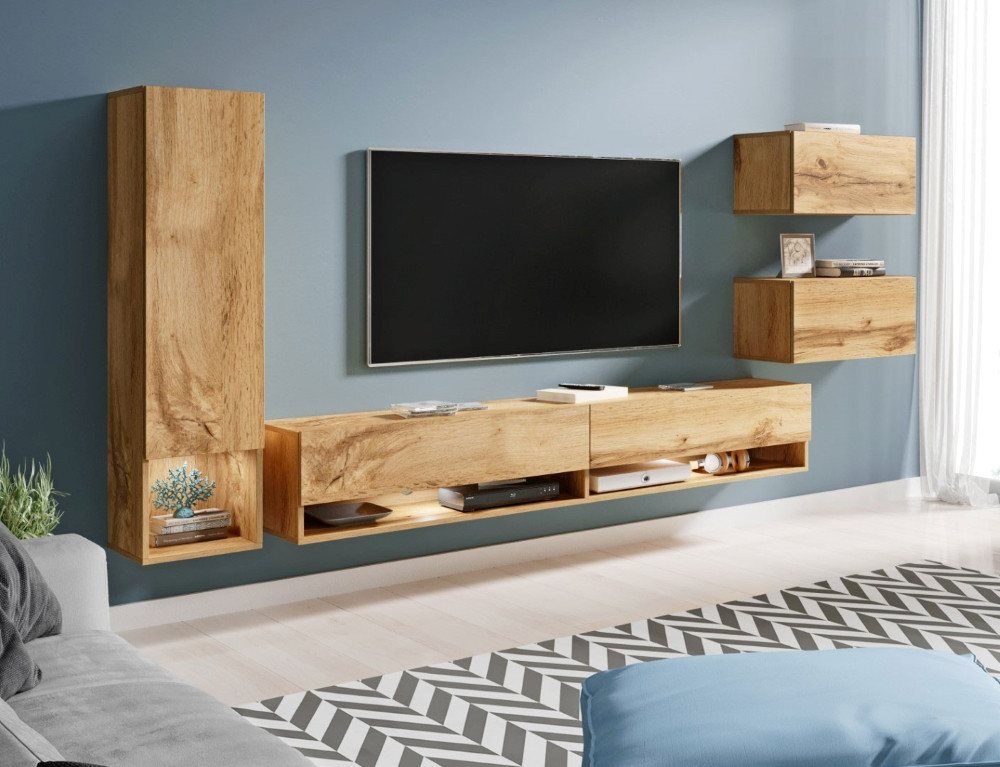 Feldmann-Wohnen Wohnwand Amy, (Amy, 4-St., 3 Hängeschränke, 1 Lowboard), 270cm wotan eiche 4-teilig von Feldmann-Wohnen