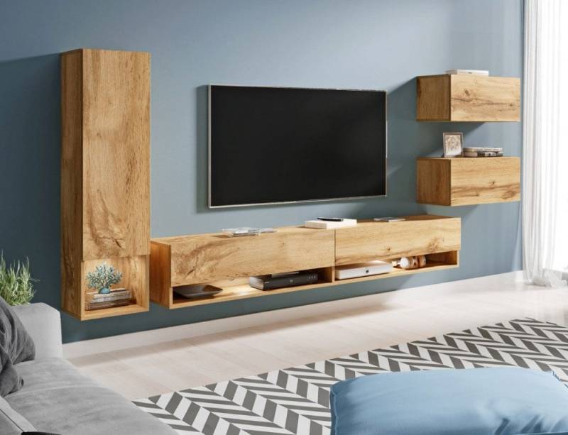 Feldmann-Wohnen Wohnwand Amy, (Amy, 4-St., 3 Hängeschränke, 1 Lowboard), 270cm wotan eiche 4-teilig von Feldmann-Wohnen