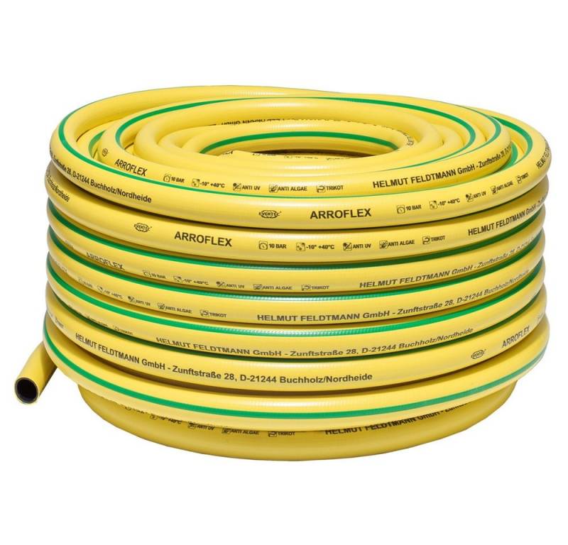 Feldtmann Schlauch 25er Pack ARROFLEX 1 Trikotgewebeschlauch PVC, gelb, 1'', 25 m lang 6 von Feldtmann