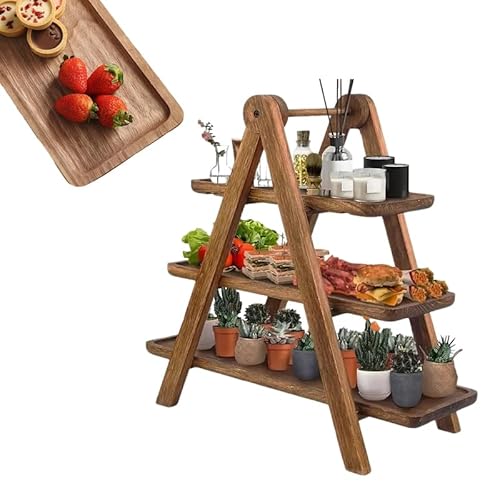 Felenny 3 Cupcake-Ständer aus Holz, Lagen Holz Servicetallette，Geschirrschalen für Partys, Picknicks, Hochzeiten, Camping, perfekte Tee Geschirr Treppe, Gewürze Regal, Dessert Regal von Felenny
