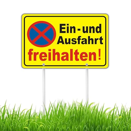 Felexdo Einfahrt Freihalten Schild mit pfosten,30x20cm Aluminium Reflectierend für Privatparkplatz Parkverbot Schild von Felexdo