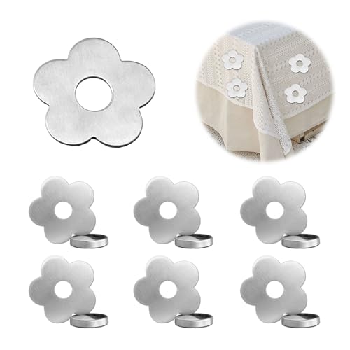 Feliciay 6 Stück Tischdeckenbeschwerer Magnetisch Für Draußen,Edelstahl Magnete Kühlschrank für Magnettafel,Tischdeckenhalter für Garten Picknicks Party Küche und Restaurant（Blume） von Feliciay