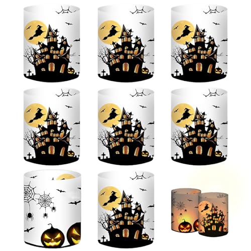 Feliciay 8 Stücke Windlicht Tischdeko Halloween Deko Tisch, Kürbis Fledermaus Innen Außenlaterne Gärten Halloween Deko für Kerzen Halloween Teelichter Deko Halloween Deko Schlafzimmer(Schwarz) von Feliciay