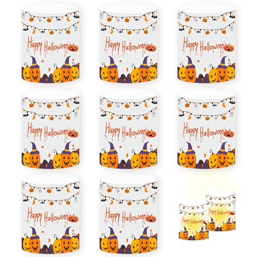 Feliciay 8 Stücke Windlicht Tischdeko Halloween Deko Tisch, Kürbis Fledermaus Innen Außenlaterne Gärten Halloween Deko für Kerzen Halloween Teelichter Deko Halloween Deko Schlafzimmer(Orange) von Feliciay