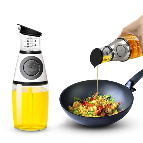 Feliciay Olive öLspenderflasche öLflasche Mit AusgießEr Essig Und öL Spender Aus Glas AuslaufsicherAusgießFlaschen FüR KüChe Cruet Tropffreien AusläUfen Messen Sie Das Kochen (Silber, 350 Ml) von Feliciay