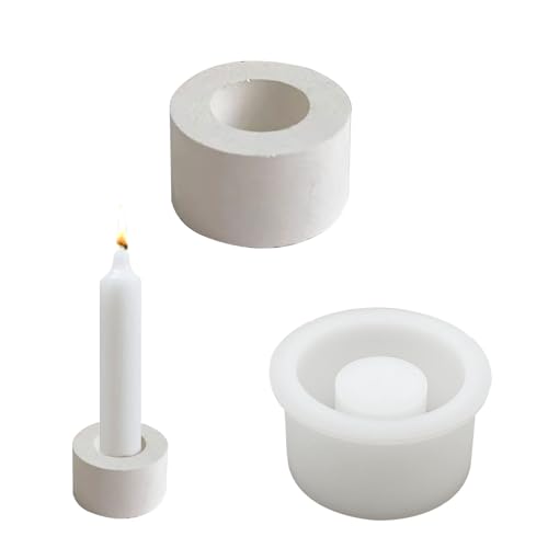 Feliciay Silikonform Kerzenhalter, DIY Kerzenformen Rund,Harz Epoxid Gießform Kerzenhalter,Stabkerzenhalter Silikonform für Kerzenständer Kunst Heimdekoration, Zement Kerzenhalter(Breiter Kreis) von Feliciay