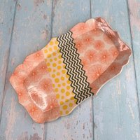 Orange Und Gelb Grün Citrus Servierplatte, Große Handgemachte Rechteckige Keramik Platte von FelicityJDCeramics