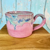 Rosa Und Türkis Becher, Große Keramik Tasse Rosa Und Türkis Becher, Große Keramik Tasse von FelicityJDCeramics