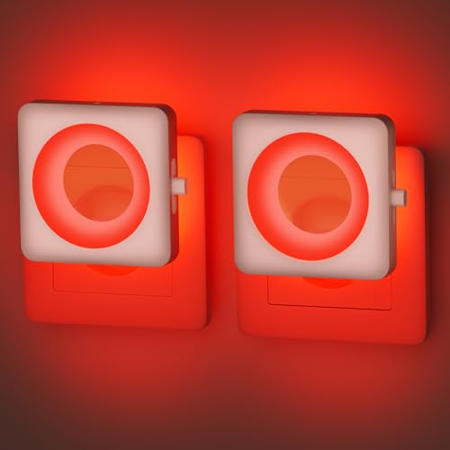 2 Pezzi Nachtlicht Steckdose LED Kinder mit Dämmerungssensor,Rotlicht Babyfreundlich Dimmbar 2Stück, Steckdosenlampe mit AUTO/AUS/EIN,Steckdosenlicht Baby Stilllicht für Kinderzimmer/Bad/Schlafzi von Feliigo