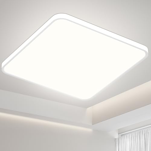 Deckenlampe Led Deckenleuchte Flach Lampe - LED Deckenlampe Eckig, Led Panel Quadrat 40x40cm 4000K 36W 3900LM Küchenlampe Decke Leuchten für Bad Büro Küche Wohnzimmer Badezimmer, Neutralweißes Licht von Feliigo