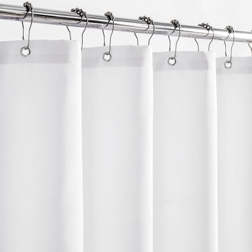 Felisa Kurzer wasserdichter Stoff-Duschvorhang, mit 3 großen Magneten, 183 x 162 cm, Hotelqualität und weicher Stoff, waschbar, weißer Duschvorhang für Badezimmer von Felisa
