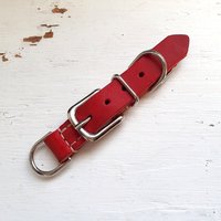 Lederadapter/Schnallenverschluss Für Halsbänder - Breite 19 Mm Beschläge Silber Aus Fettleder Rot Mit Hochwertiger Handnaht Beige von FeliusforDogs