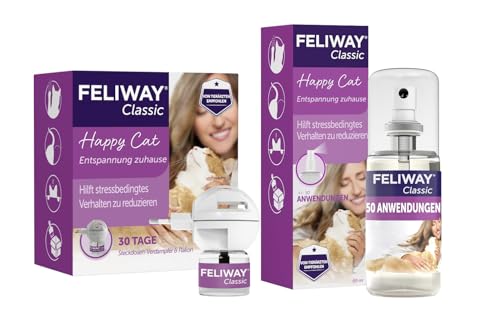 FELIWAY Classic | Pheromone für Katzen | Verdampfer für die Steckdose inkl. 48ml Flakon + 60ml Spray | gegen Stress, für mehr Harmonie | von Tierärzten empfohlen, klinisch getestet FELIWAY Classic | Pheromone für Katzen | Verdampfer für die Steckdose inkl. 48ml Flakon + 60ml Spray | gegen Stress, für mehr Harmonie | von Tierärzten empfohlen, klinisch getestet von Feliway