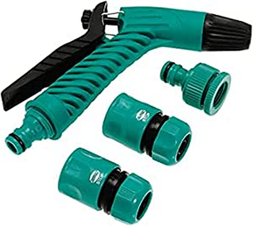 amig - Bewässerungsset mit Pistole und Schlauchadapter - Inklusive 2 Verbindungsstücken, zur Verwendung in Hof- und Gartenreinigung, einfach zu installieren, grün, Standard von Amig