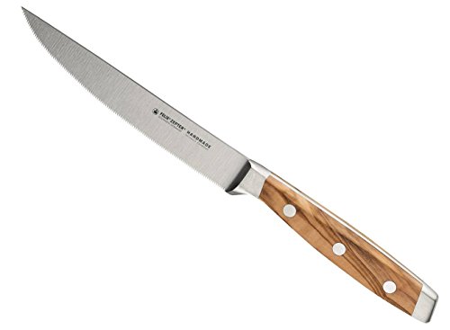 FELIX SOLINGEN 837112 FIRST CLASS WOOD Steakmesser mit Säge – 12cm Klingen-Stahl – Olivenholzgriff - Made in Germany von FELIX SOLINGEN GERMANY