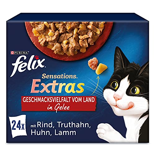 Felix Katzennassfutter Sensations Extras in Gelee Geschmacksvielfalt vom Land, 8.160 kg von Felix