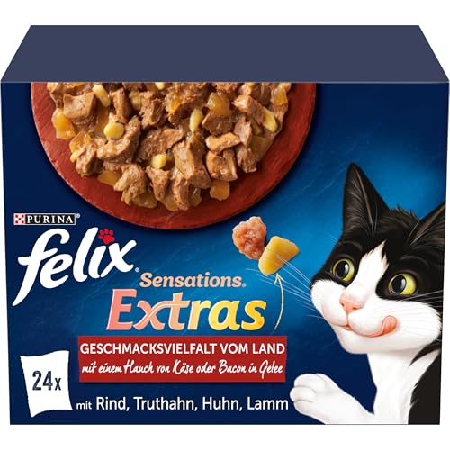 Felix Katzennassfutter Sensations Extras in Gelee Geschmacksvielfalt vom Land, 8.160 kg von Felix