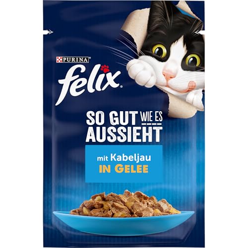 FELIX So gut wie es aussieht Katzenfutter nass in Gelee, mit Kabeljau, 26er Pack (26 x 85g) von Felix