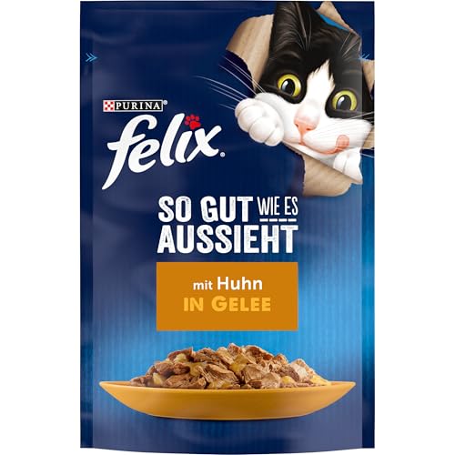 FELIX So gut wie es aussieht Senior Katzenfutter nass in Gelee, mit Huhn, 26er Pack (26 x 85g) von Felix