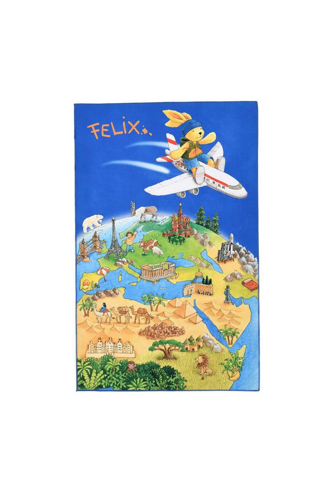 Felix Kinderteppich Felix der Hase Flugzeug blau, rechteckig von Felix