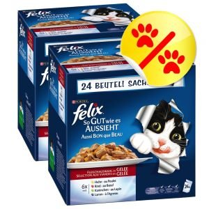 Felix So gut wie es aussieht Fleisch Mix Doppelpack 2 x 24 Stck. Katzenfutter von PURINA Felix So gut wie es aussieht Fleisch Mix Doppelpack 2 x 24 Stck. Katzenfutter von PURINA von Felix