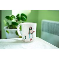 Mädchen Und Ente Keramiktasse, Kreative Illustration Kaffeetasse, Geburtstag Teegeschenk, Handbemalte Design Keramik, Weihnachtsgeschenk, Winter von FelixCeramic