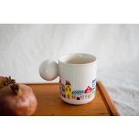 Weihnachtsstadt Keramiktassen, Handgemachte Haustassen, Weihnachtskaffeetasse, Illustration Weihnachtskaffeetassen, Geschenkidee Haus Weihnachten von FelixCeramic