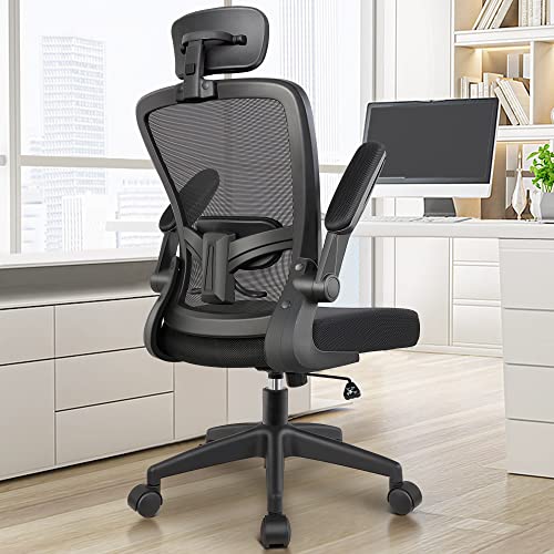 FelixKing Bürostuhl Ergonomischer schreibtischstuhl mit Verstellbarer Kopfstütze, Armlehnen, Lendenwirbelstütze, Hoher Rücken Office Chair, Schreibtischstuhl bis 300LB Belastbar(Schwarz) von FelixKing