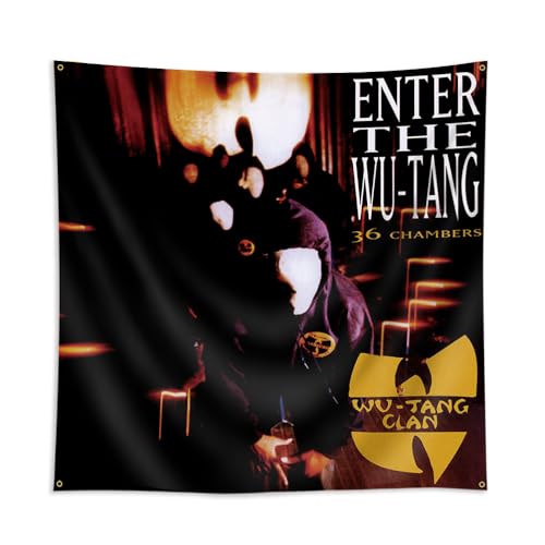 Felizer Enter The Wu-Tangs Album-Poster, Wu Tapisserie Tang (1,2 x 1,2 m, Polyester, HD-Druck) für Schlafsaal, Schlafzimmer, mit Messingösen von Felizer