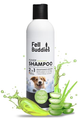 FellBuddies® Sanftes Hundeshampoo - Spendet trockner Haut Feuchtigkeit - Geschmeidigkeit mit sichtbarem Glanz Effekt | Naturkosmetik für jeden Hund von FellBuddies