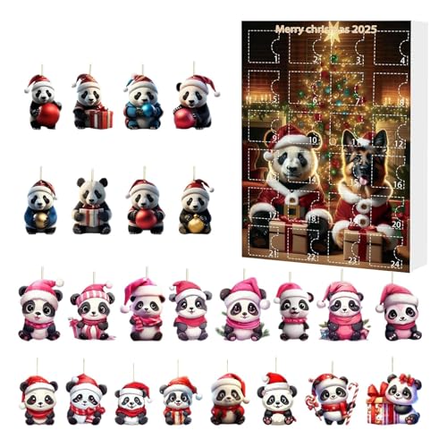 24pcs Panda Weihnachtsbaum Ornamentes - 2d Acrylhänge Panda Dekors, 24-Tage-Weihnachts-Countdown-Kalender, Lustige Pandas Weihnachtsbaumanhänger, Für Home Party Wall Door Auto von Fellflying