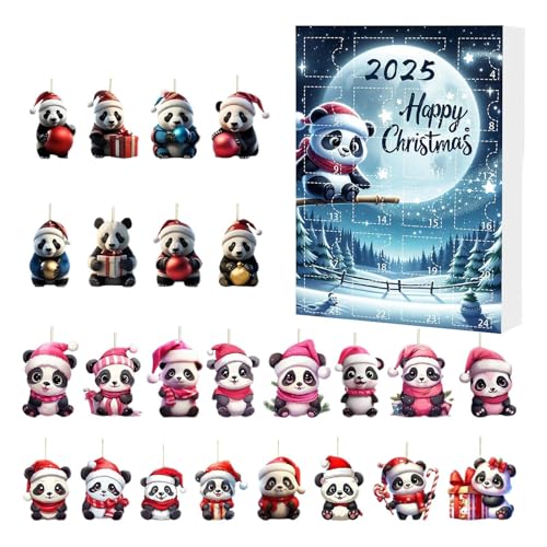 24pcs Panda Weihnachtsbaum Ornamentes - 2d Acrylhänge Panda Dekors, 24-Tage-Weihnachts-Countdown-Kalender, Lustige Pandas Weihnachtsbaumanhänger, Für Home Party Wall Door Auto von Fellflying