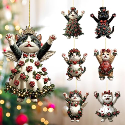 7 Stück Katzen-Weihnachtsschmuck, Niedlicher Katzen-Weihnachtsbaum-Hängeanhänger, Katzen-Weihnachts-Hängedekorationen, Neujahr Auto-Hängeornament, Weihnachtsbaum-Dekoration 7 Stück Katzen-Weihnachtsschmuck, Niedlicher Katzen-Weihnachtsbaum-Hängeanhänger, Katzen-Weihnachts-Hängedekorationen, Neujahr Auto-Hängeornament, Weihnachtsbaum-Dekoration von Fellflying