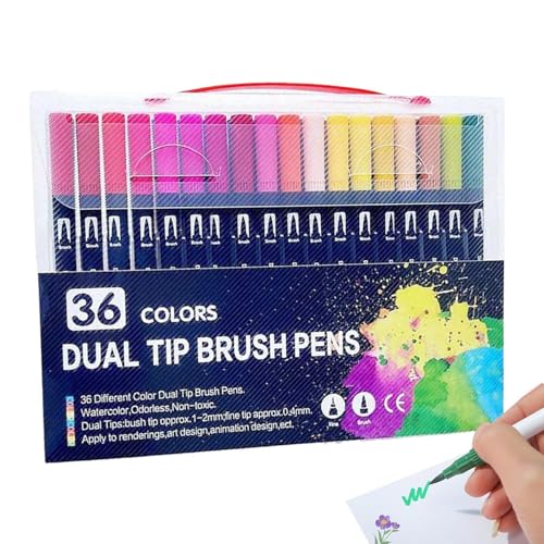 Fellflying Doppelköpfiges Aquarellstift-Set Auf Wasserbasis Mit 36 Farben, Schnell Trocknende Wasserfarbstifte, Kunstmalstifte Für Kinder Und Erwachsene, Malbuch, Kalligraphiemalerei Fellflying Doppelköpfiges Aquarellstift-Set Auf Wasserbasis Mit 36 Farben, Schnell Trocknende Wasserfarbstifte, Kunstmalstifte Für Kinder Und Erwachsene, Malbuch, Kalligraphiemalerei von Fellflying